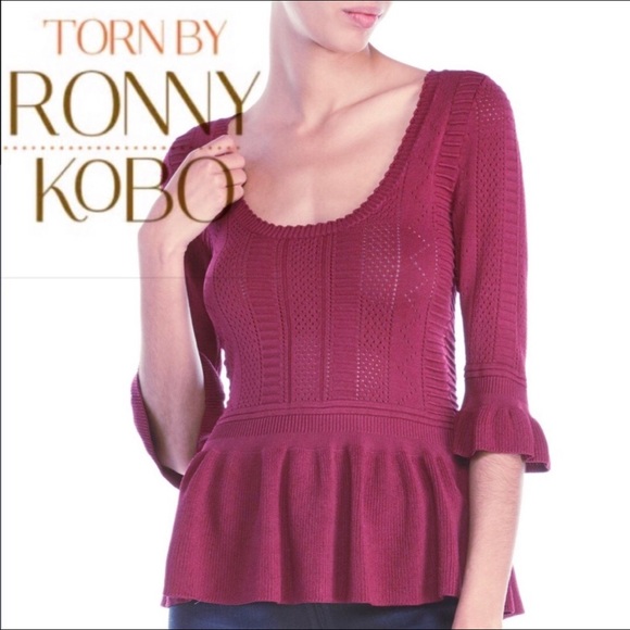 ⭐️Torn by Ronny Kobo Kimberly Knit Peplum top - Picture 1 of 7